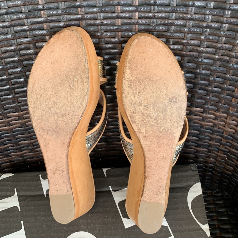 Stuart Weitzman Sequin Cross Over Leather Straps … - image 7